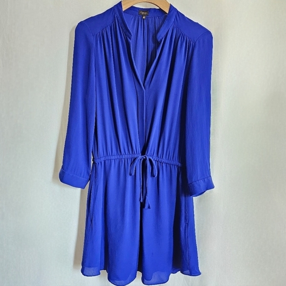 🇨🇦 Aritzia T. Babaton Long Sleeve Silk Bennett Dress - Cobalt Blue - Picture 12 of 16